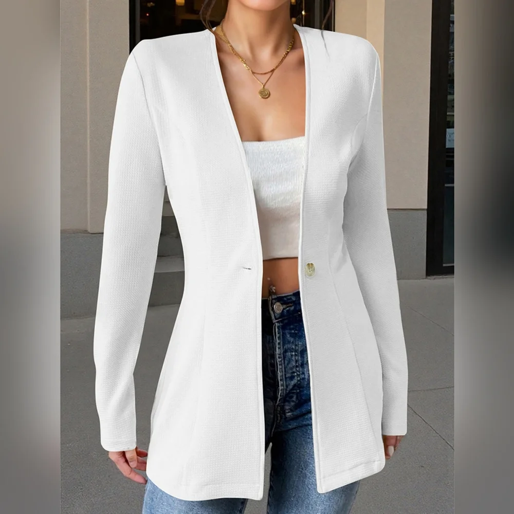 Ivory Women's One Button Blazer - Picture 1 of 5